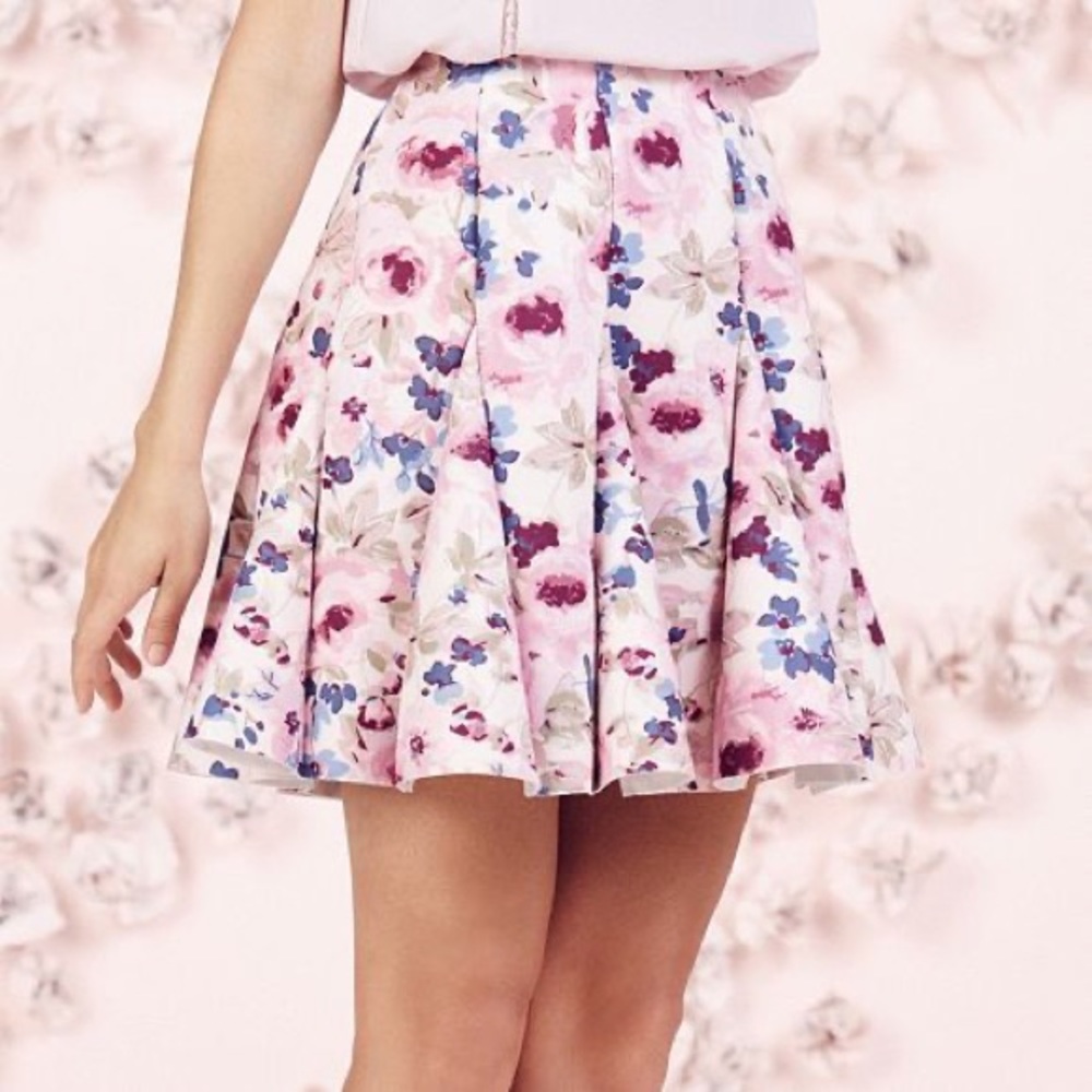 LC Lauren Conrad Floral Godet Mini Skirt